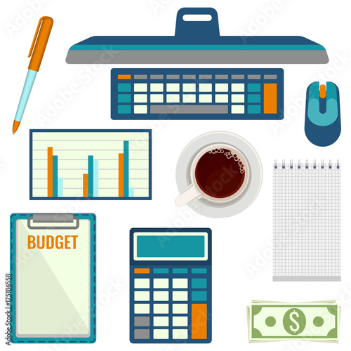 Elements necessary for making up budget plan vector illustration