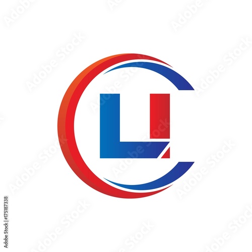 li logo vector modern initial swoosh circle blue and red