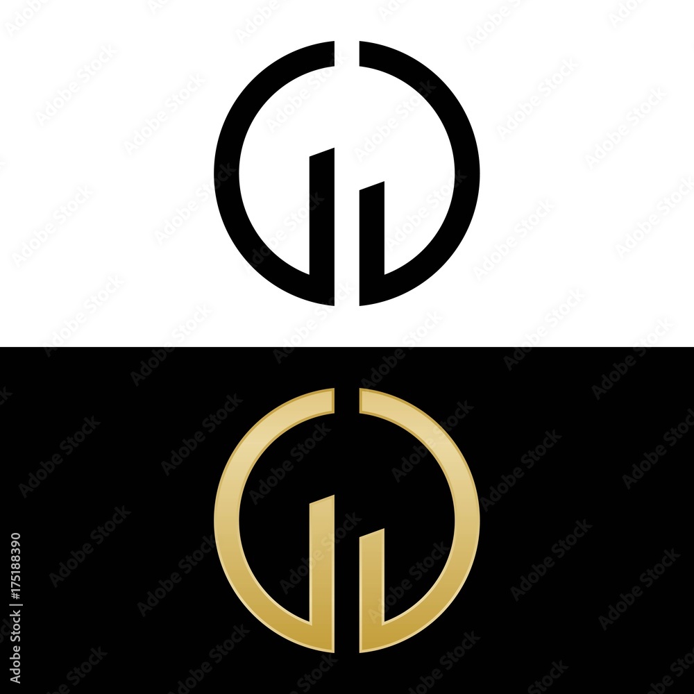 lj initial logo circle shape vector black and gold Stock Vector | Adobe ...