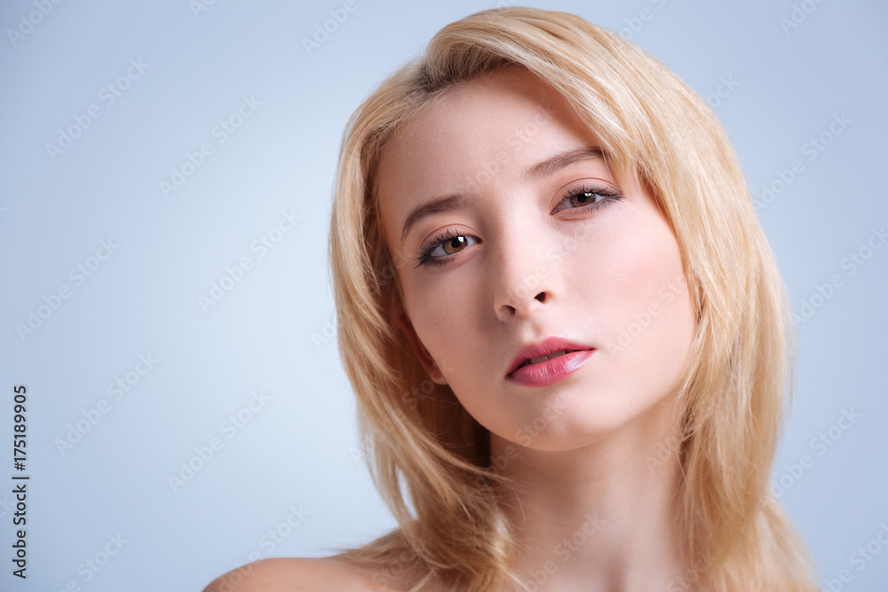 Portrait of enigmatical girl that looking forward Portrait of enigmatical girl that looking forward