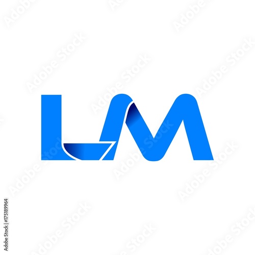 lm logo initial logo vector modern blue fold style