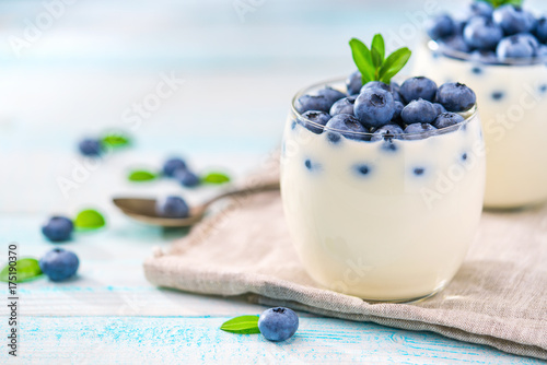 Organic yogurt with blueberries