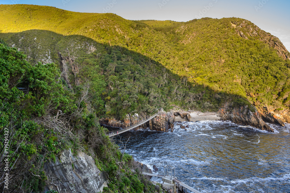 Suspension Bridge over the Storms River Mouth in Tsitsikamma National Park, South Africa