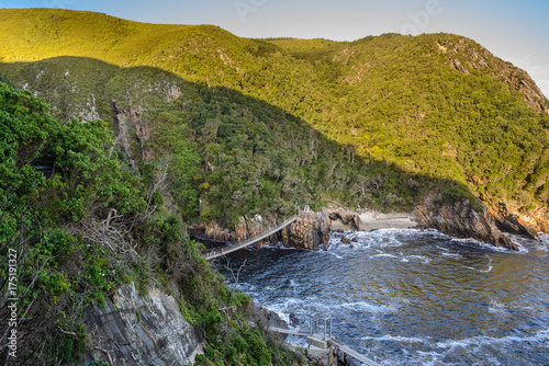 Obraz na płótnie Suspension Bridge over the Storms River Mouth in Tsitsikamma National Park, South Africa w salonie