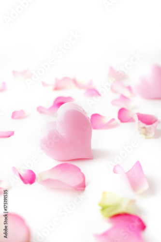 pink heart and rose petals