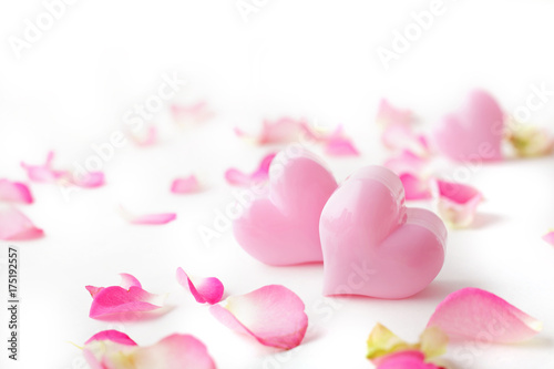 pink heart and rose petals