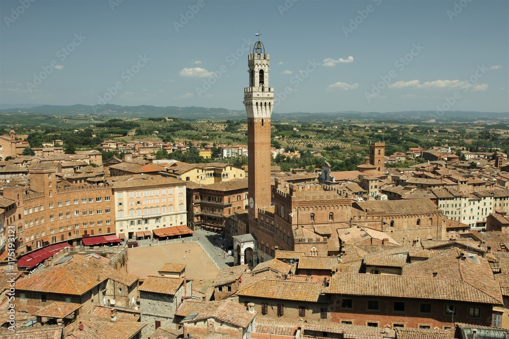 Siena town hall and piazza del campo