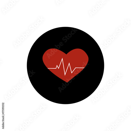 Heart pulse cardiac round icon black flat vector