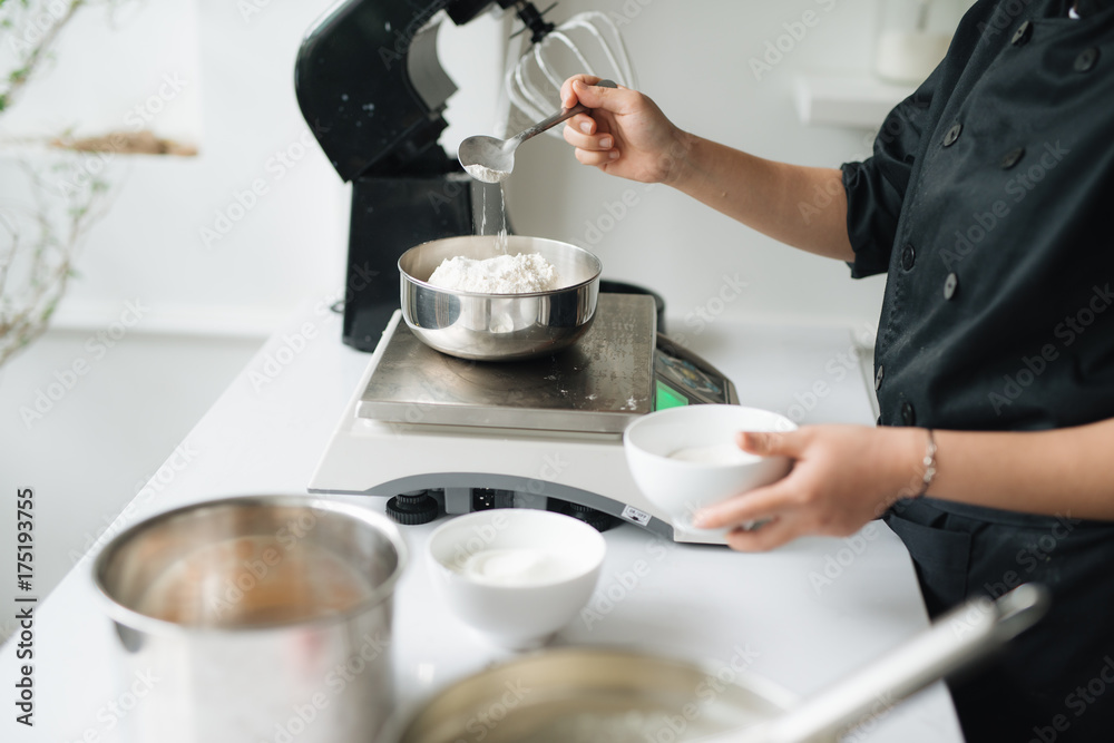 Bakery chef cooking bake in the kitchen professional