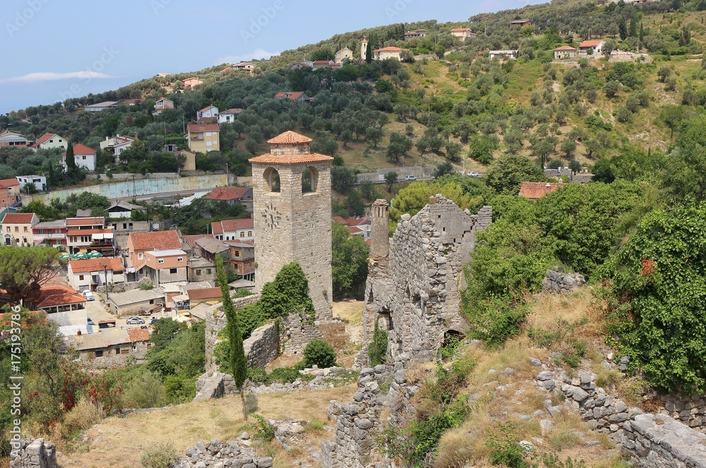 Stari Bar or old Bar in Montenegro, a very old ruined city and fortress founded in 8 BC and complemented over the centuries. Near Bar and the mediterranean coast, Southeast Europe.