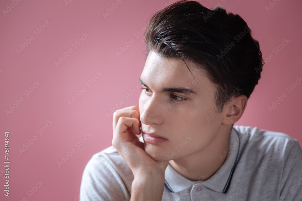 Portrait of serious boy that being deep in dreams Portrait of serious boy that being deep in dreams