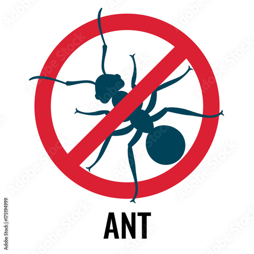 Anti-ant emblem with bug placed in circle vector illustration