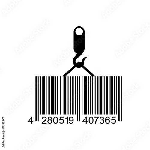 Icono plano codigo de barras carga negro en fondo blanco