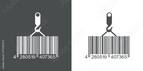 Icono plano codigo de barras carga gris y blanco