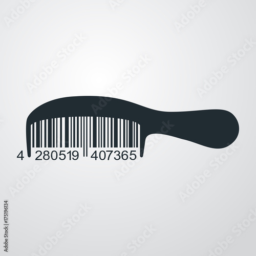Icono plano codigo de barras peine en fondo degradado