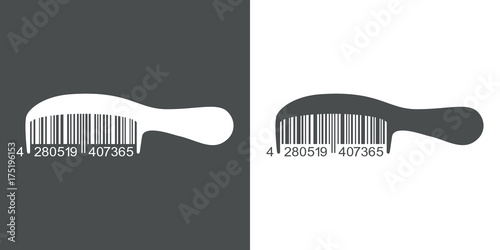 Icono plano codigo de barras peine gris y blanco