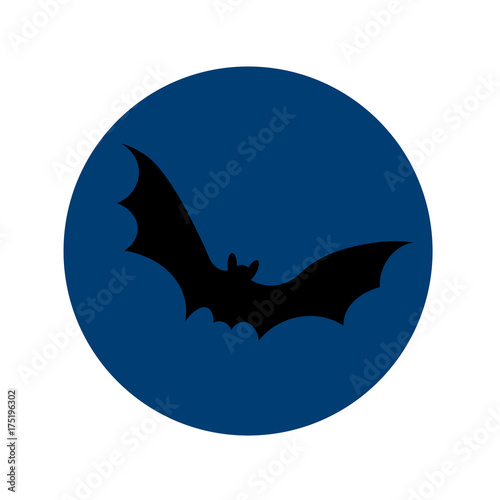 Icono plano murcielago en circulo azul