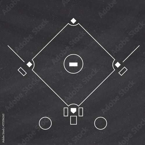 Baseball field template on the blackboard background