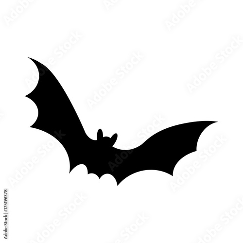 Icono plano murcielago negro en fondo blanco
