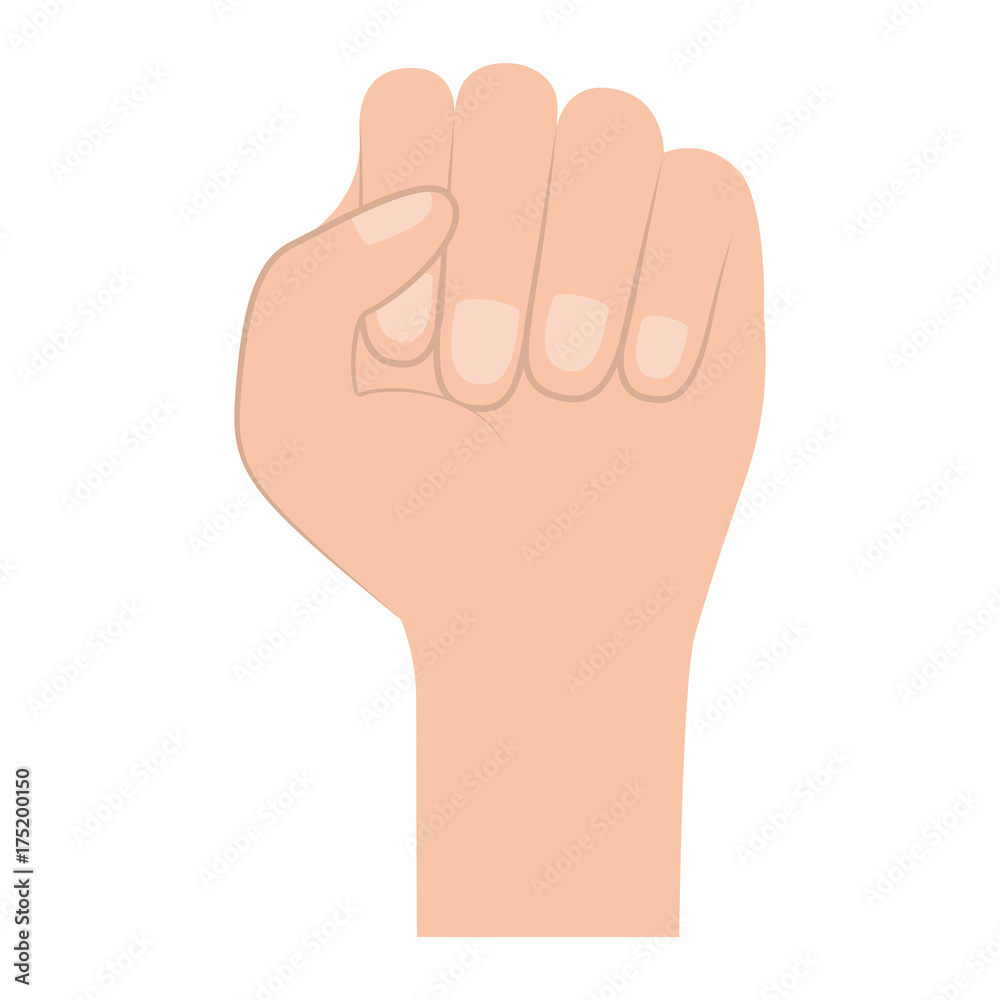 hand fist icon colorful silhouette