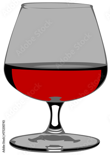 Glass with brandy and cognac on white background