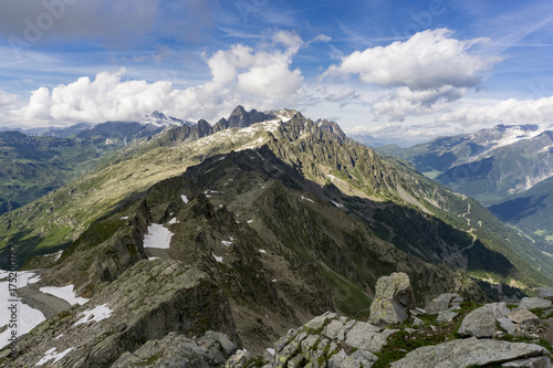Beautiful Alpine view from the summit of Le Brevent. France.