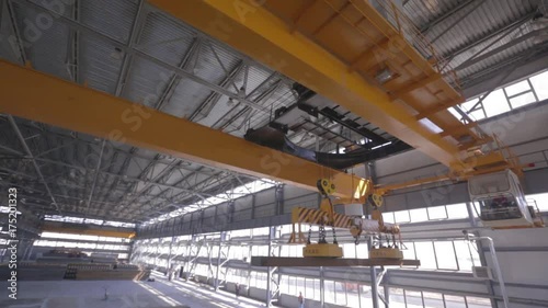 Close up of a factory overhead crane