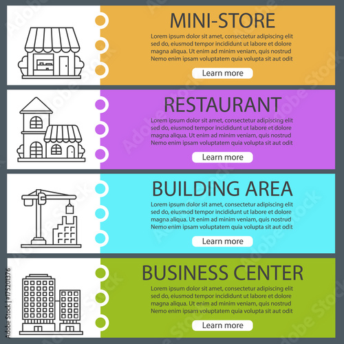 City buildings web banner templates set