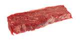 A single raw beef loin sirloin grilling tip isolated on a white background.