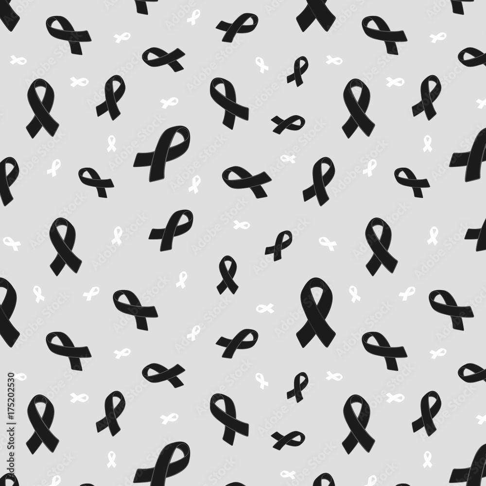 Mourning symbol isolated on gray background, Seamless, Illustration, pattern.