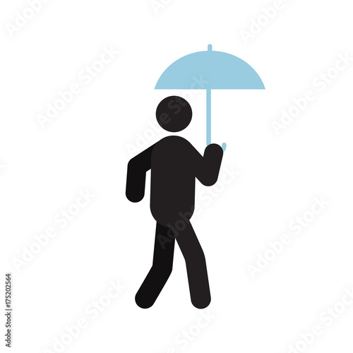 Man walking under umbrella silhouette icon