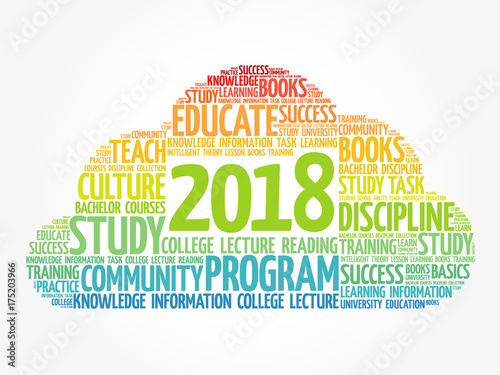 2018 Education word cloud business collage, holiday concept background