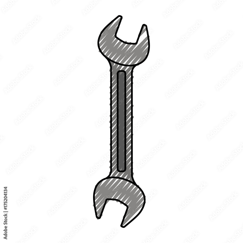 wrench flat icon colored crayon silhouette