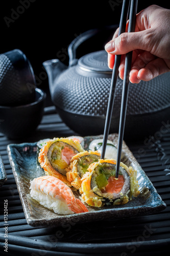Enjoy your sushi mix made of fresh vegetables and seafood