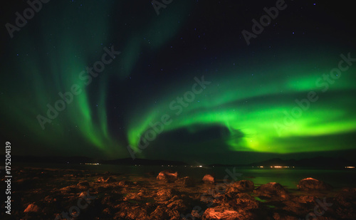 Photography Beautiful picture of massive multicolored green vibrant Aurora Borealis, Aurora