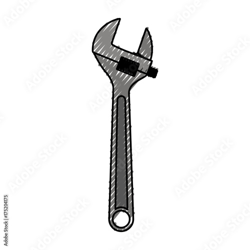 adjustable wrench flat icon colored crayon silhouette