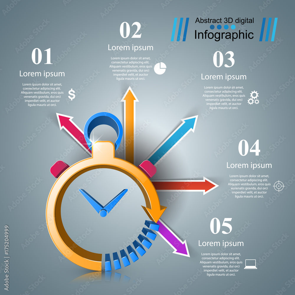 Clock infographic. Business illustration Vector eps 10 Stock Vector ...