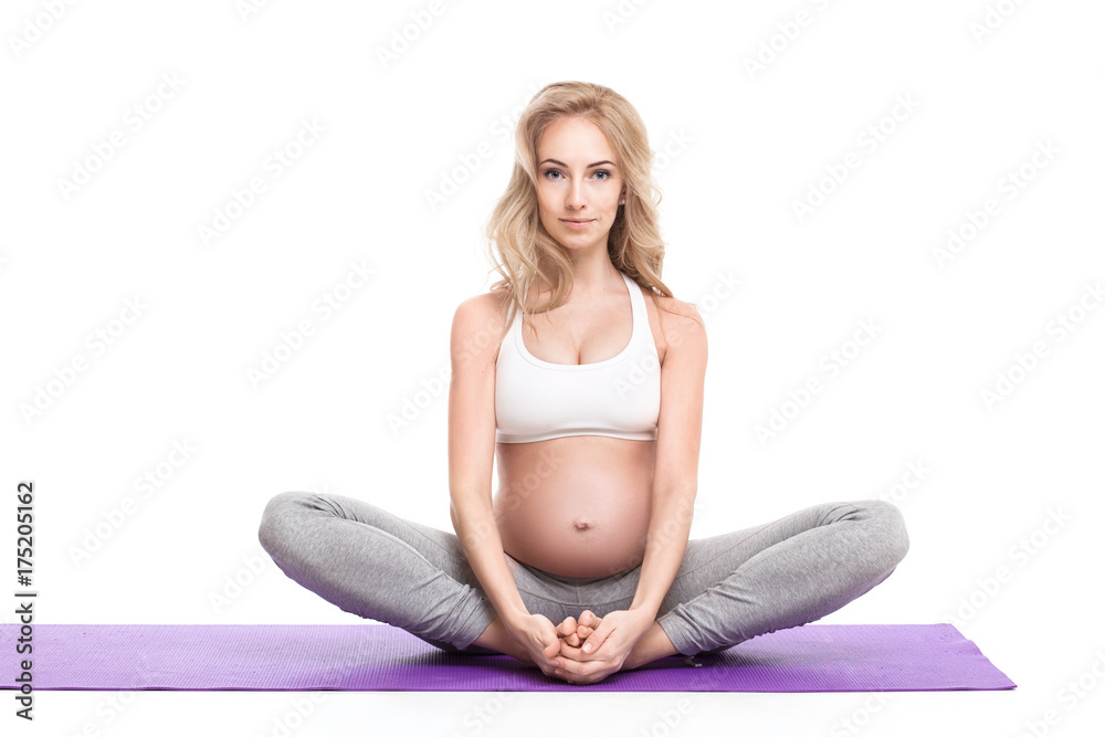 Portrait Of Pregnant Woman Doing Yoga Portrait Of Pregnant Woman Doing Yoga