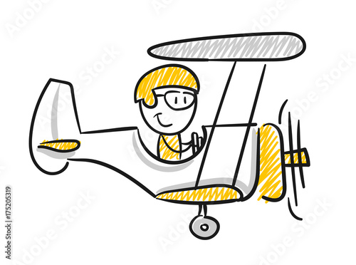 Strichfiguren / Strichmännchen: Flugzeug, Reise, Abenteuer. (Nr. 108)