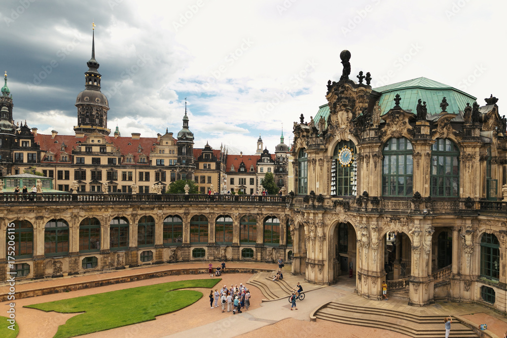 Dresden, Germany - August 4, 2017: Zwinger - late German Baroque, founded in the early 18th century. a complex of four magnificent palace buildings.