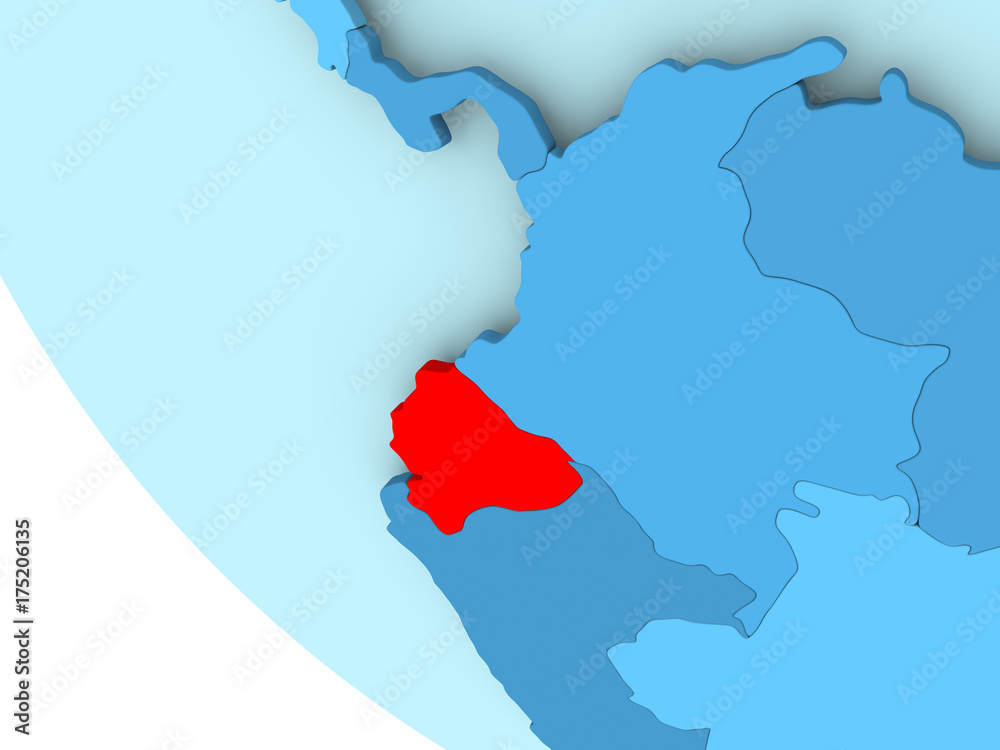 Fototapeta premium Ecuador on blue political globe