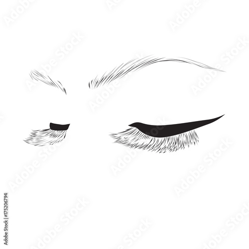 Beautiful woman closed eyes with long eyelashes vector illustration