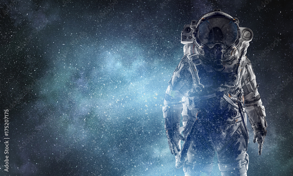 Fototapeta premium Adventure of spaceman. Mixed media