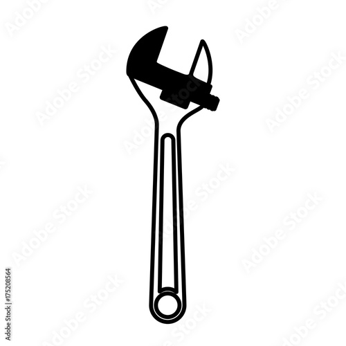 adjustable wrench flat icon black silhouette