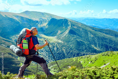 Traveling in the mountains, in the wild.