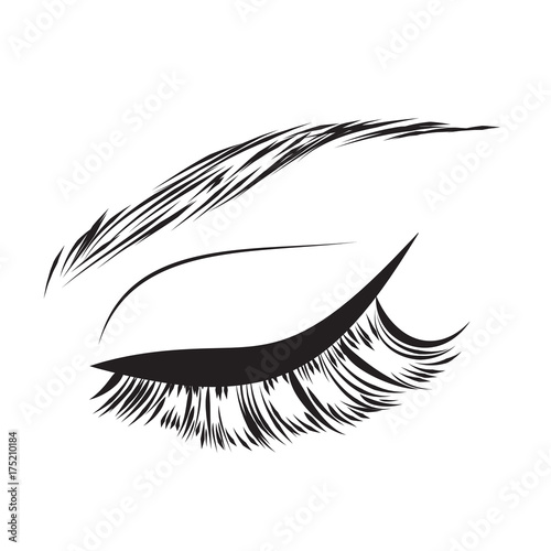 Beautiful woman closed eyes with long eyelashes vector illustration