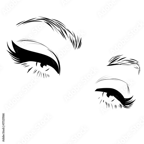 Sensual eyes with long eyelashes and eyeliner vector ilustration