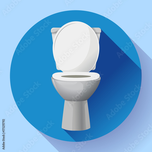 White ceramics vector toilet bowl icon. modern toilet in flat style. Vector illustration