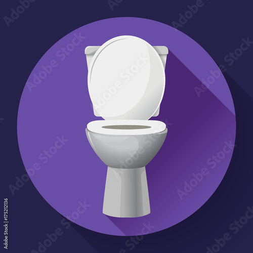 White ceramics vector toilet bowl icon. modern toilet in flat style. Vector illustration
