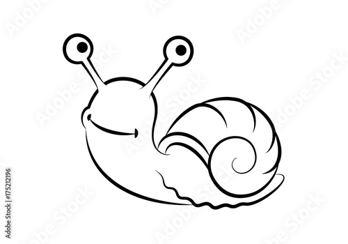 Snail Cartoon Drawing. Vector Illustration Of A Cute Snail.
